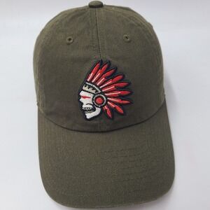 Field Grade Hat Strapback (Fits Small) Green Red Indian Chief Skull Skate Men